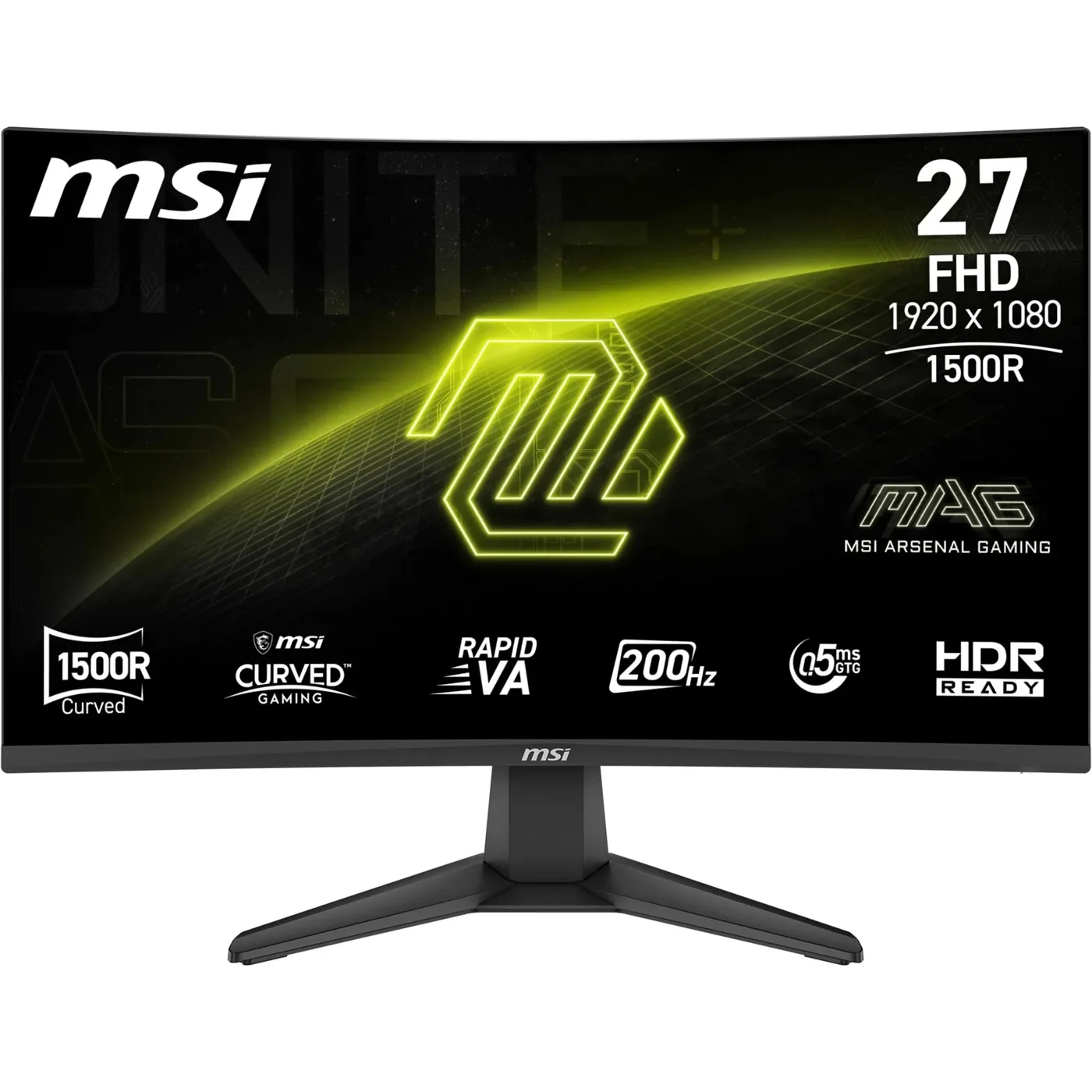 MSI mag 276CFA E20 Monitor Gaming de 27" FHD 1500R, 1920 x 1080 Rapid VA, 200 Hz, 0,5…