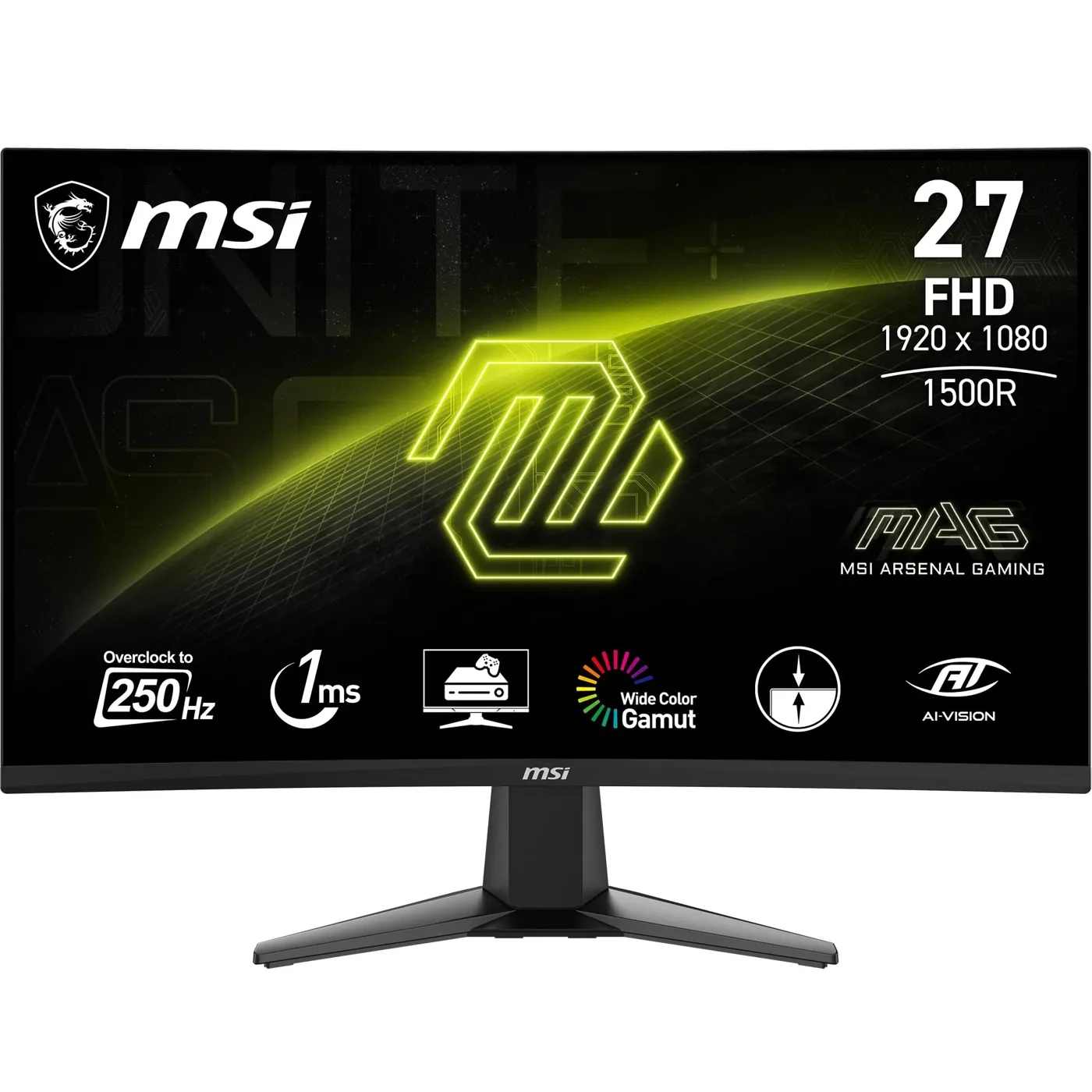 MSI mag 27C6F Monitor Curvo Gaming FHD de 27", 1500R 1920 x 1080 Panel VA rápido, 180…
