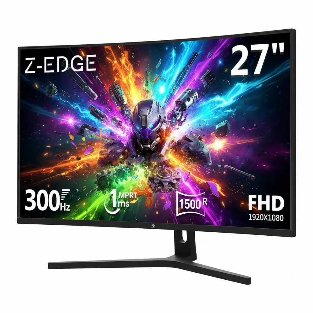Z-Edge Monitor Gaming Curvo 27 Plugadas FHD 300Hz 1ms VA FreeSync Negro