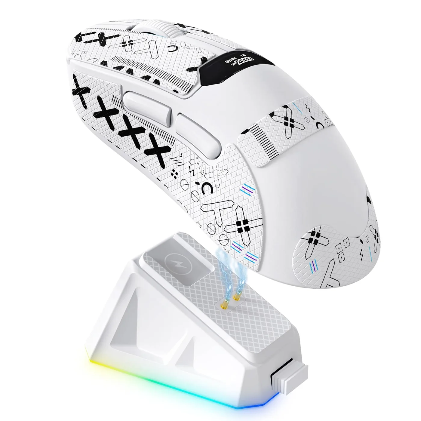 A.JAZZ x Magic-Refiner R1 Ratón Gaming con Base de Carga magnética, Sensor PixArt…