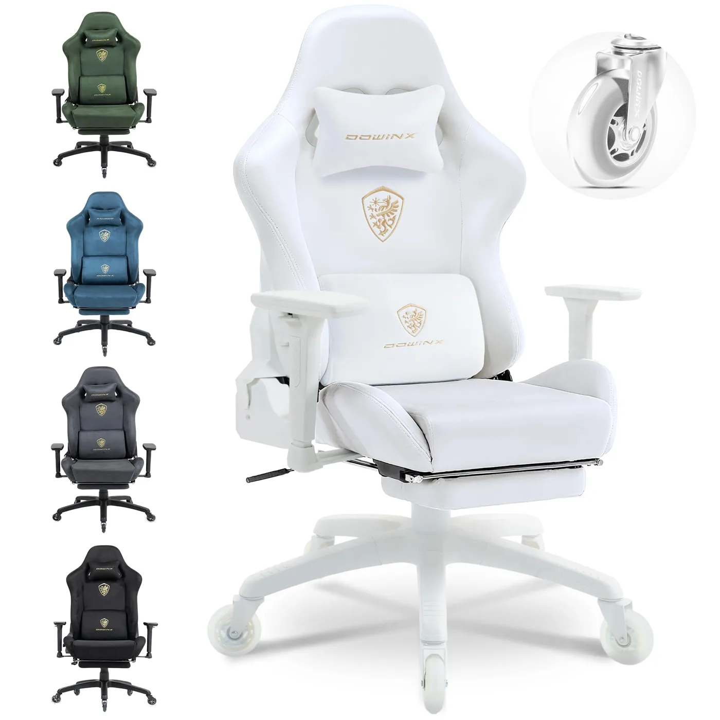 Dowixn Silla Gaming Espaciosa,Ergonomica Eilla Gaming,Blanco
