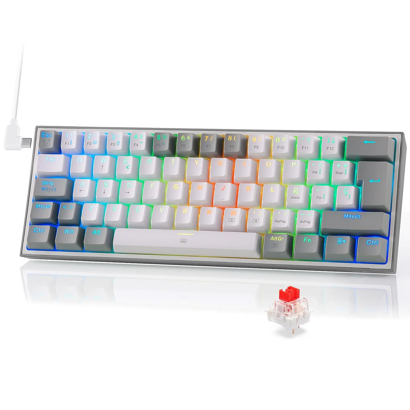 Redragon K617 Fizz Teclado Gaming 60% 62 Teclas QWERTY ES USB-C